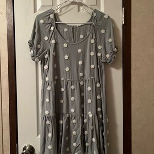 Gray Dress with White Polka Dots